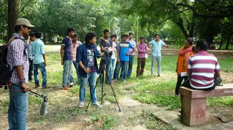 Team in shooting spot.